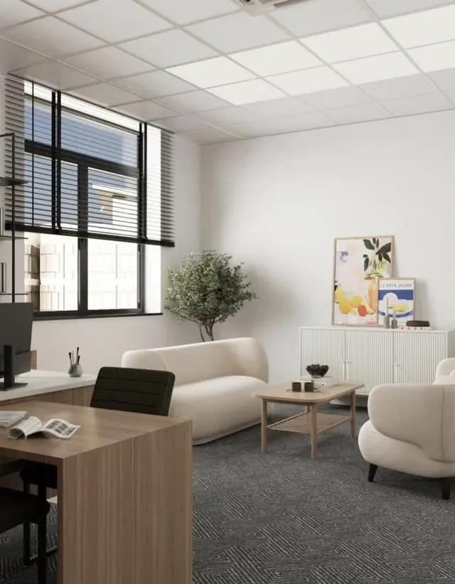 Bureau moderne avec coin salon